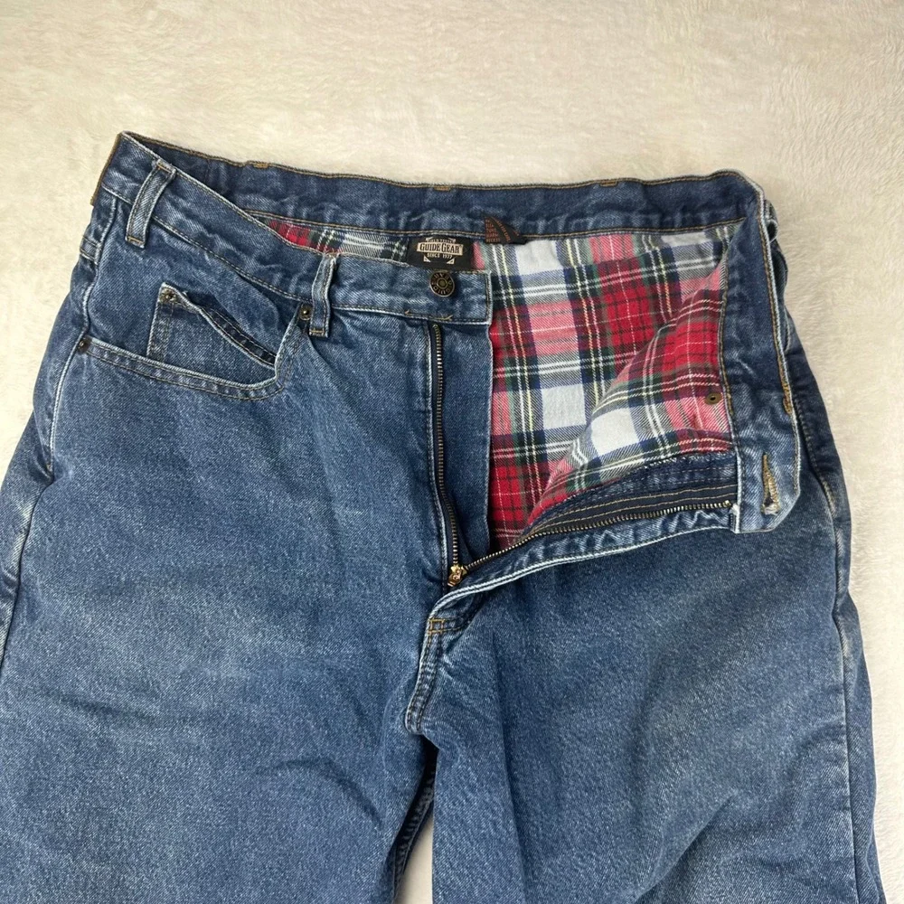 Guide Gear Flannel Lined Jeans Womens 14‎ Blue Straight VTG Plaid Cotton Denim